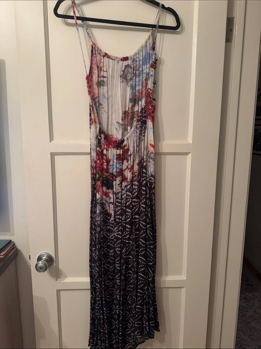 Free People Floral Ombre Maxi Dress in White, Pink, Blue, and Brown